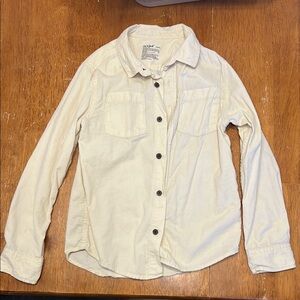 Boys Cat & Jack Cream Corduroy Button-Up Shirt Size Small 6/7